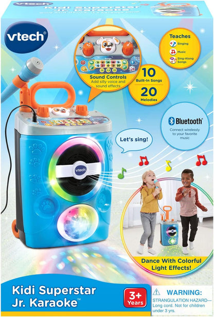 VTech Kidi SuperStar Jr. Karaoke Machine with Bluetooth® | Kids Portable Karaoke Speaker, Wired Microphone, LED Lights & Built-in Songs | Ages 3+