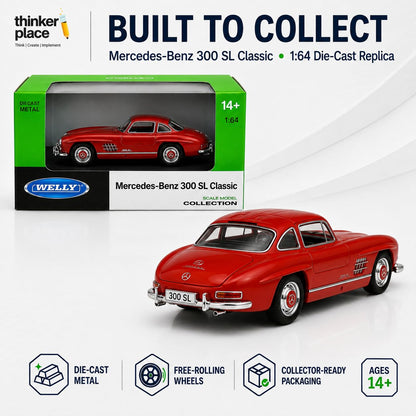 Welly 1:64 Mercedes-Benz 300 SL Red Die-Cast Metal Model Car