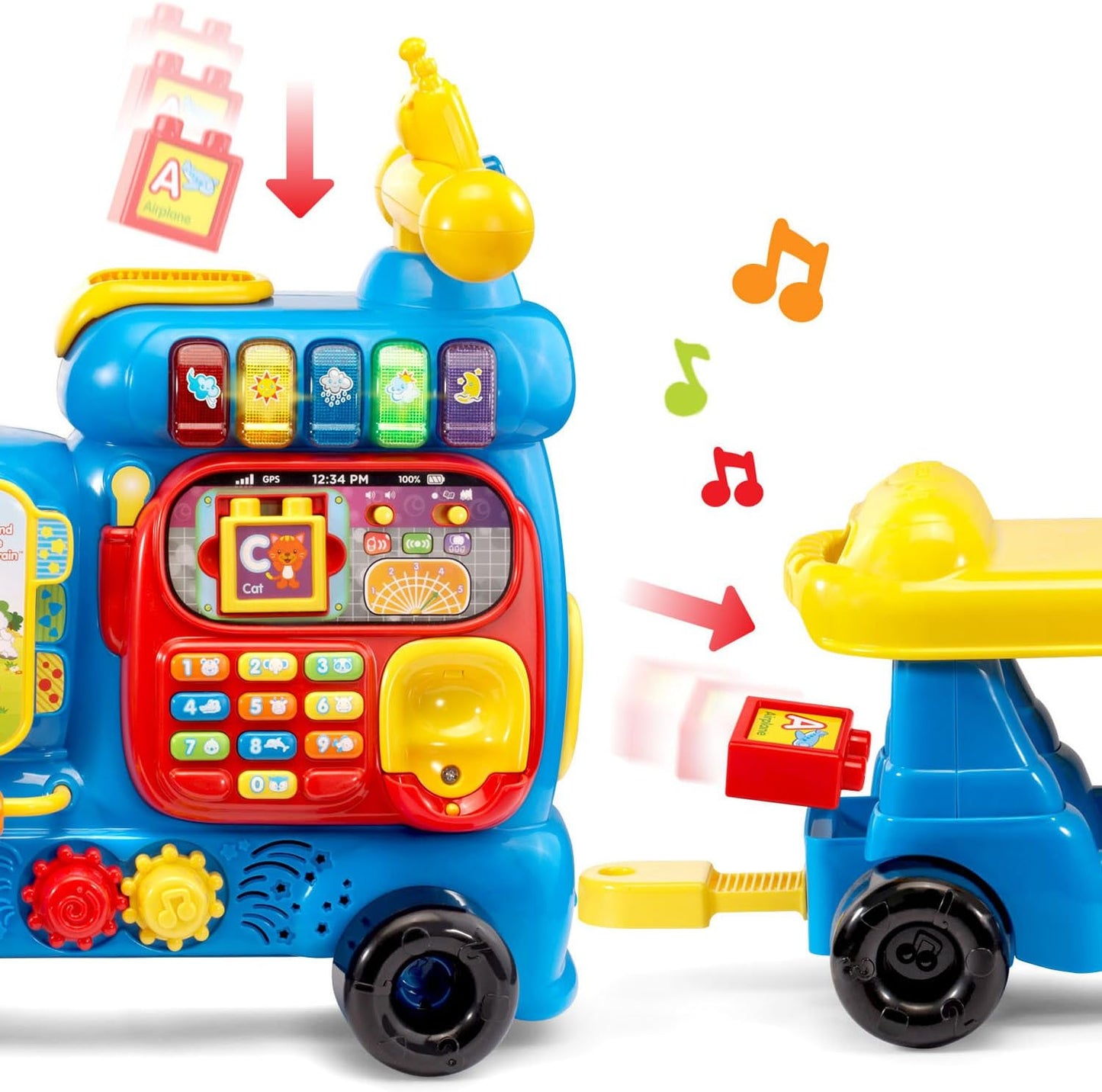 VTech Sit-to-Stand Ultimate Alphabet Train, Blue | Interactive Ride-On Learning Train with Alphabet Blocks, Music, Numbers, Phonics & Educational Activities for Toddlers