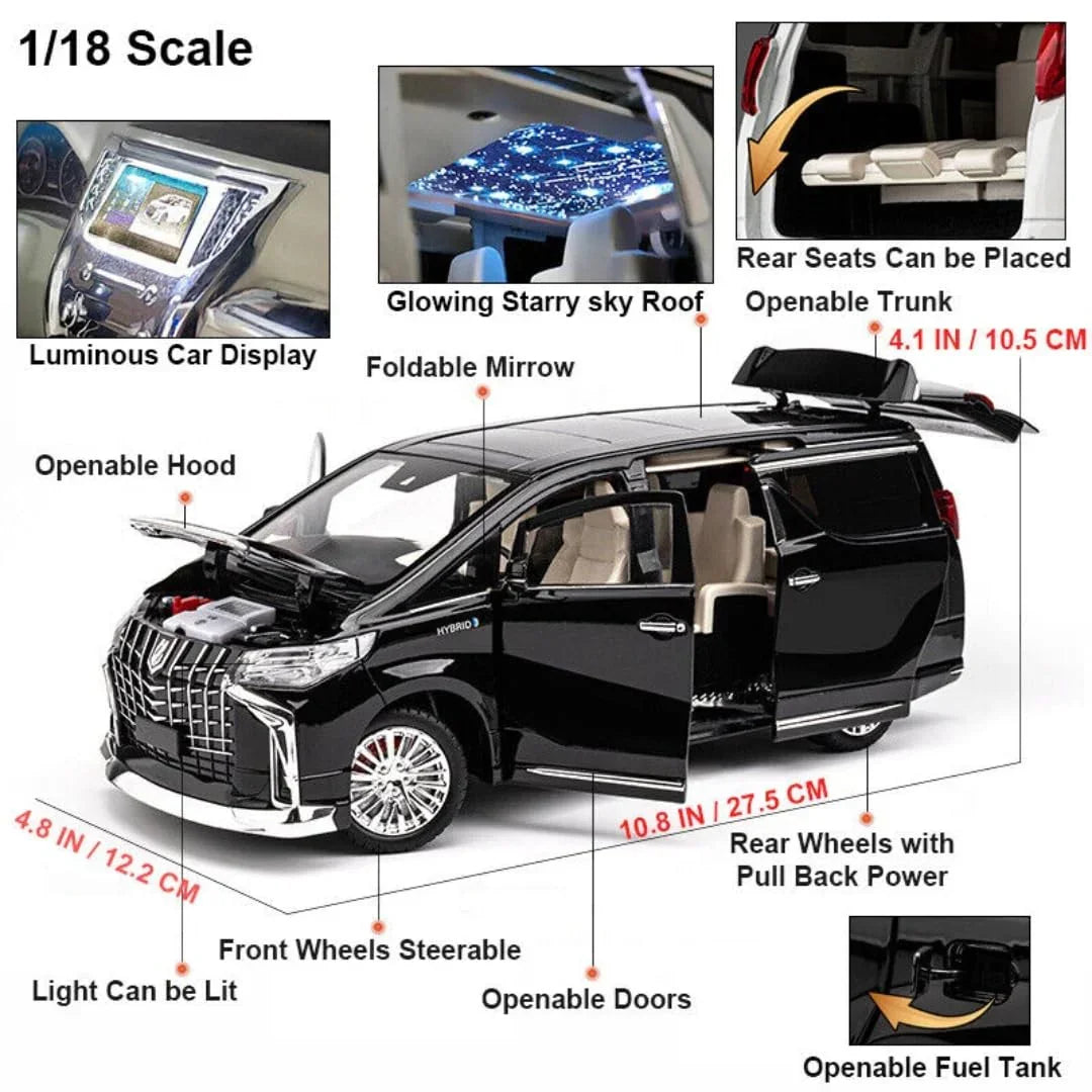 CHE-ZHI 1:18 Toyota Alphard Alloy Metal Diecast Car Openable Door