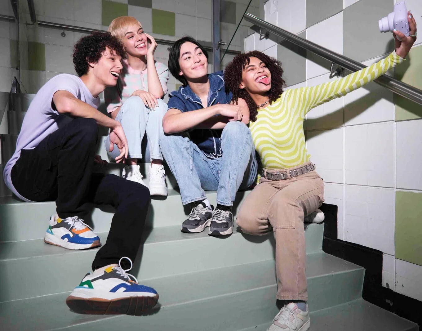 Damaged Box- Fujifilm Instax Mini 12 Instant Camera  With Strap, 2× AA Batteries & User Manual - Pastel Blue