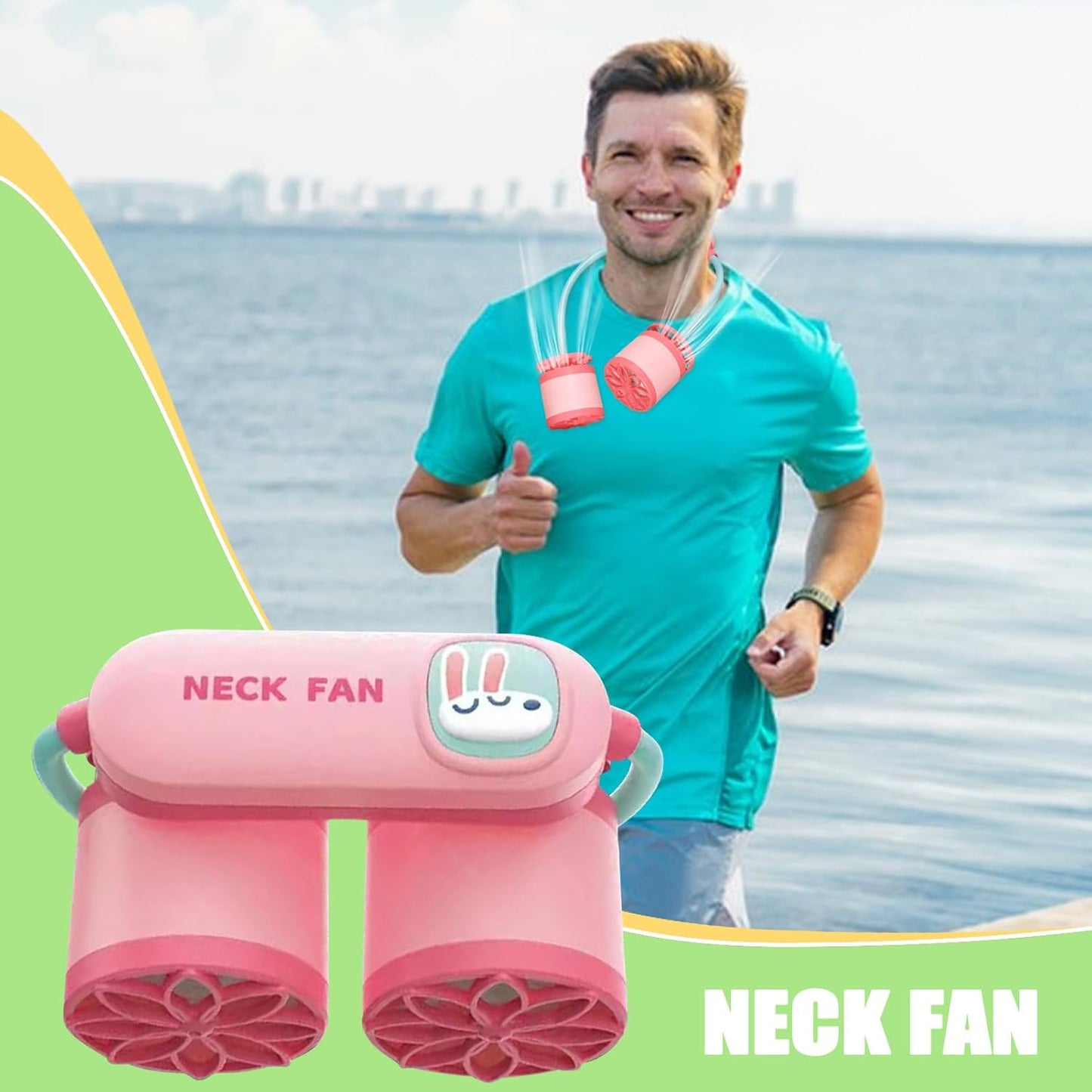 Portable Neck Fan – Dual Turbine Hands-Free Wearable Fan with Flexible Adjustable Band for Travel, Outdoor & Summer Use (Pack of 1)