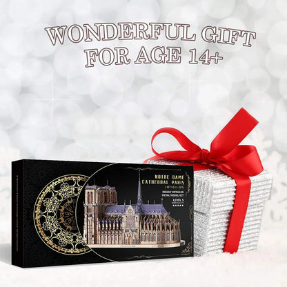 Piececool  3D Metal Puzzle Notre Dame Cathedral Paris Model – 382 Pieces – Level 5 Difficulty – Stainless Steel DIY Architecture Model Kit- Age16+