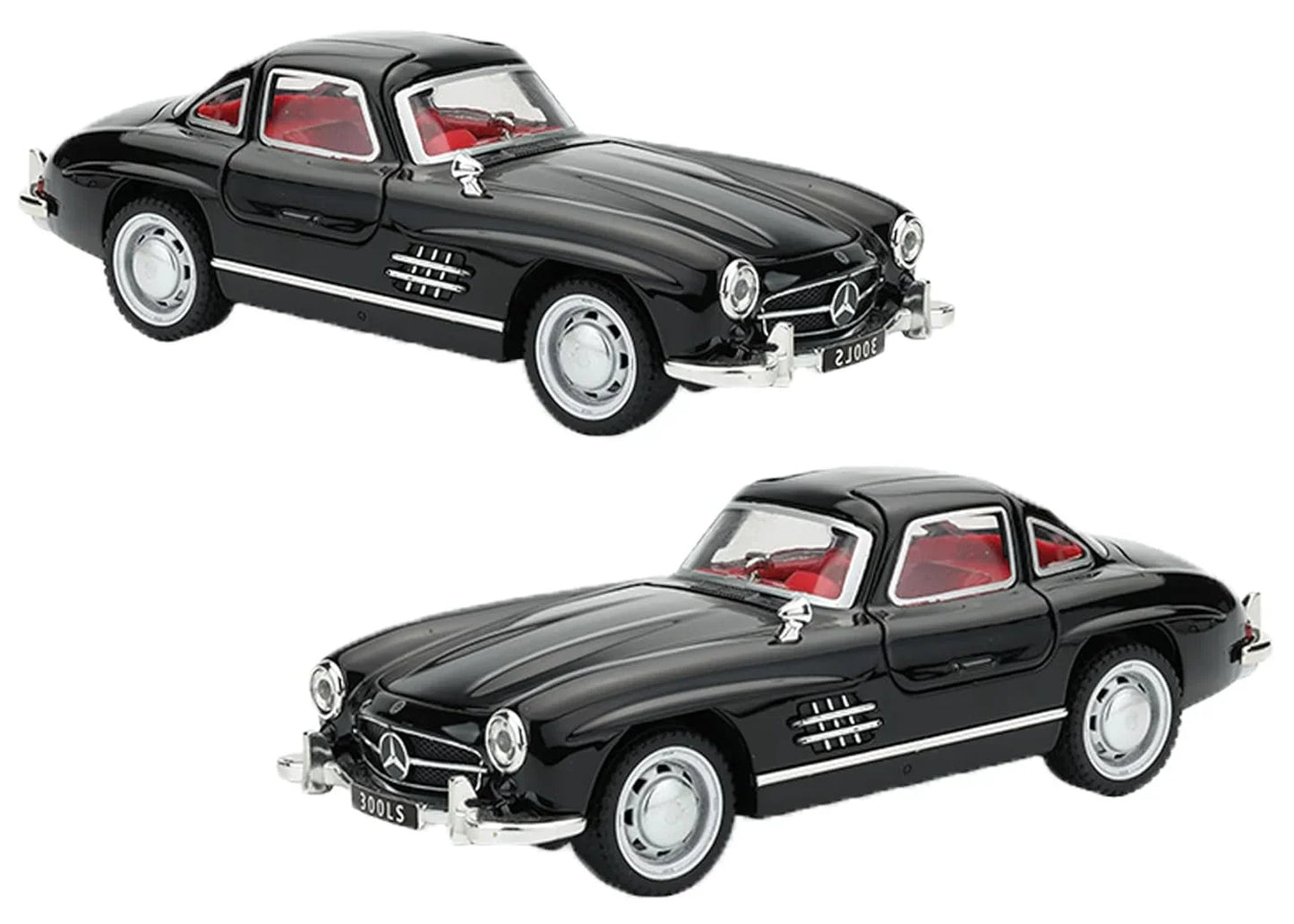 JOY JUNCTION Mercedes-Benz 300SL 1:32 Scale Alloy Metal Pullback Die-Cast Car – Black with Lights, Music & Openable Doors - Jaiman Toys