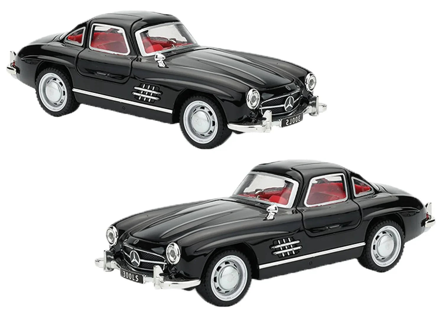 JOY JUNCTION Mercedes-Benz 300SL 1:32 Scale Alloy Metal Pullback Die-Cast Car – Black with Lights, Music & Openable Doors - Jaiman Toys