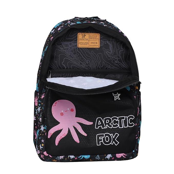 Arctic Fox Wink Octopus Black 21 Liters School Backpack for Boys and Girls - Jaiman Toys