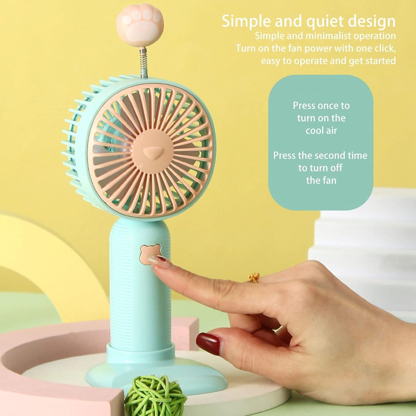 Portable Handheld Mini Fan with Flexible Cat Paw Stand – Cute Personal Cooling Fan for Travel, Office & Outdoor Use (Pack of 1)