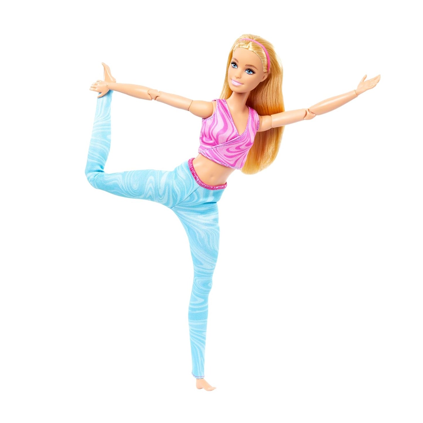 Barbie Made to Move Fashion Doll with Blonde Hair & 22 Articulated Joints | Pink Sports Top & Blue Yoga Pants