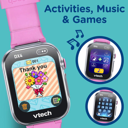 VTech KidiZoom Smartwatch DX4, Pink | Kids Smart Watch with Dual Cameras, Games, Music Player, Activity Tracker, Photo & Video Recorder | Educational Smartwatch