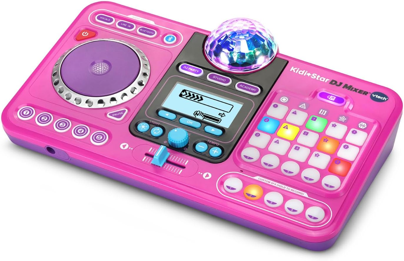 VTech Kidi Star DJ Mixer, Pink | Kids DJ Mixing Console with Bluetooth, DJ Turntable, Recording Studio, Sound Effects, Party Lights & Music Games | Interactive Music Toy
