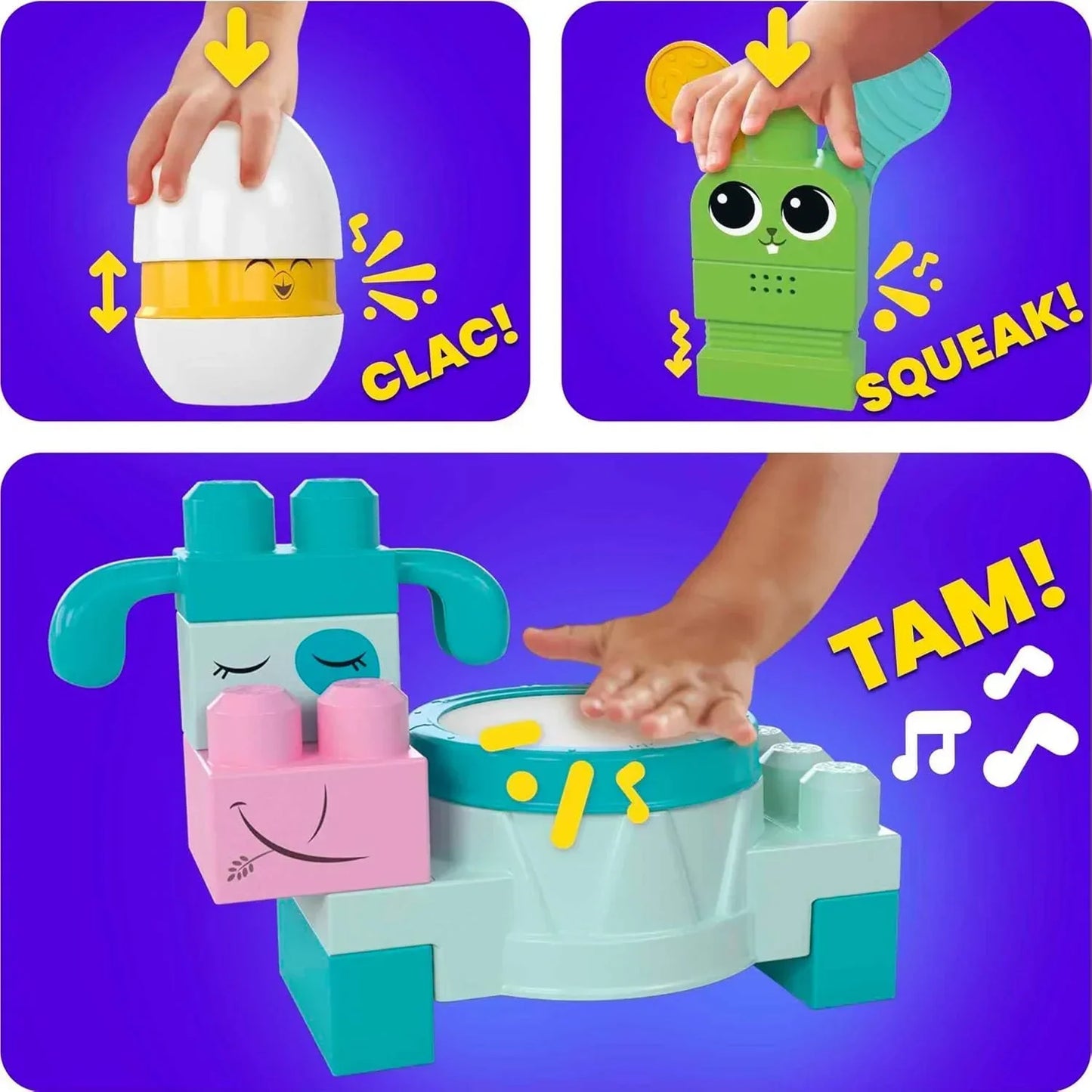 MEGA BLOKS Fisher Price Musical Farm Band Sensory Block Toy (45 Pieces) for Toddler - Jaiman Toys