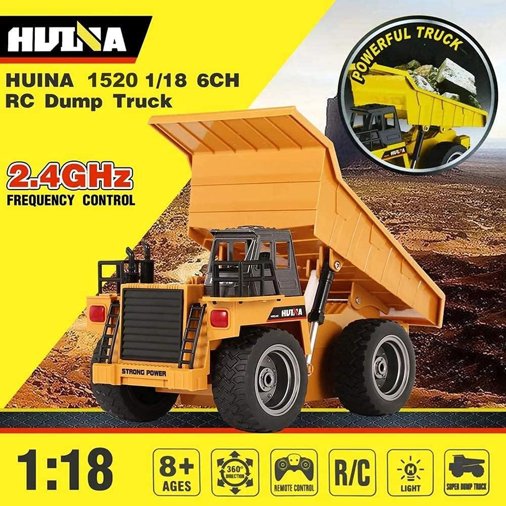 Huina 1:18 RC Dump Truck | Heavy-Duty Remote Control Construction Tipper Lorry Toy