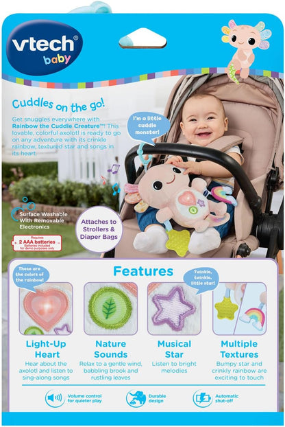 VTech Baby Rainbow the Cuddle Creature Musical Crib Hanging Toy with Lights, Sounds, Textures & Sensory Activities | Soft Plush Baby Toy