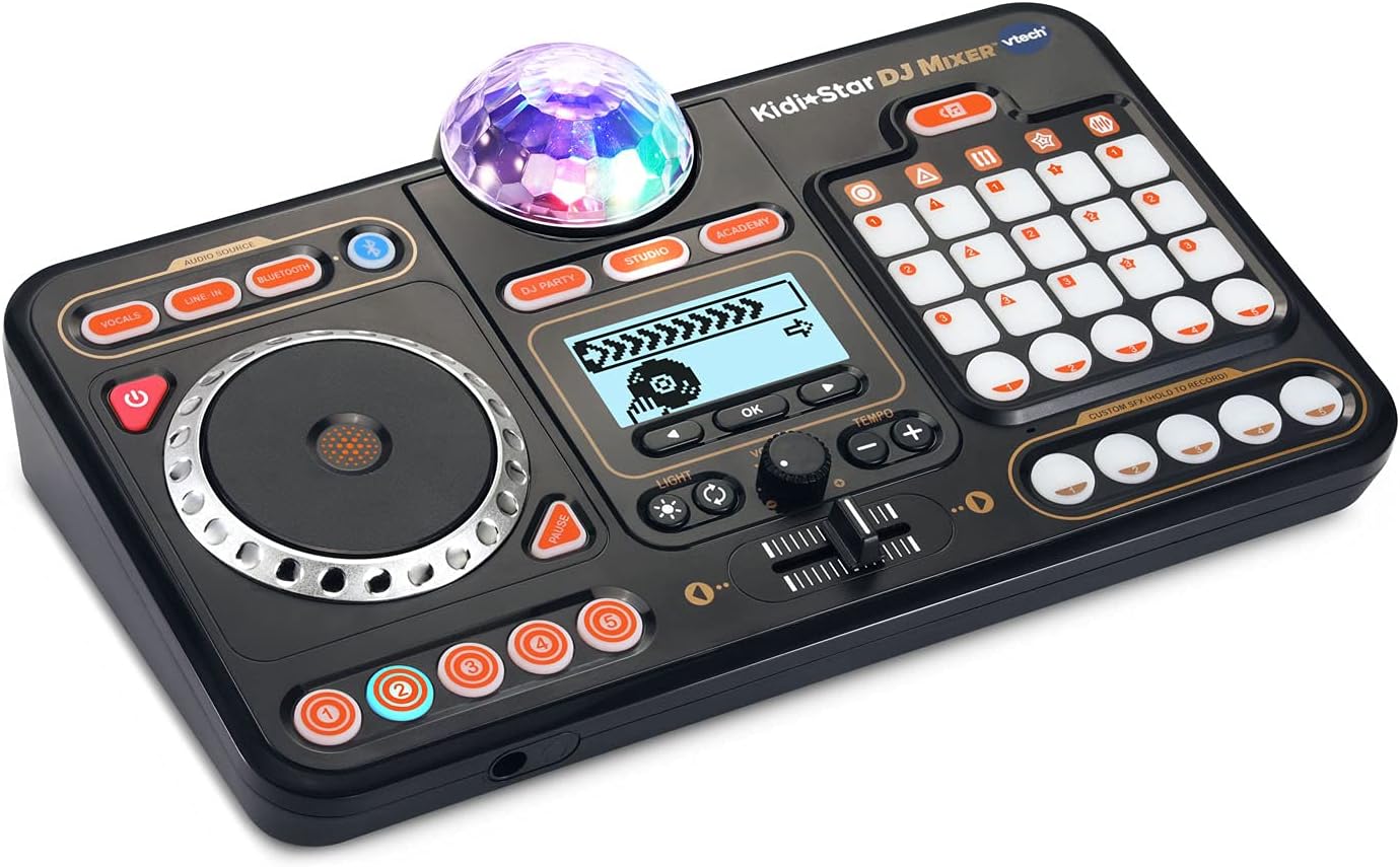 VTech Kidi Star DJ Mixer | Kids DJ Mixing Console with Bluetooth, DJ Turntable, Recording Studio, Sound Effects, Party Lights & Music Games | Interactive Music Toy