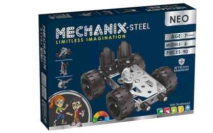 Zephyr Mechanix Steel Neo 90-Piece Metal Construction Kit – 6 Models, STEAM Engineering Toy, Ages 7+