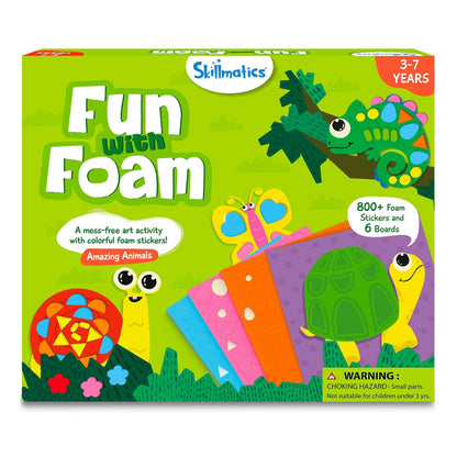 Skillmatics Art Activity - Fun with Foam Animals, No Mess Sticker Art for Kids, Craft Kits, DIY Activity, Gifts for Boys & Girls Ages 3, 4, 5, 6, 7, Travel Toys, Multicolour