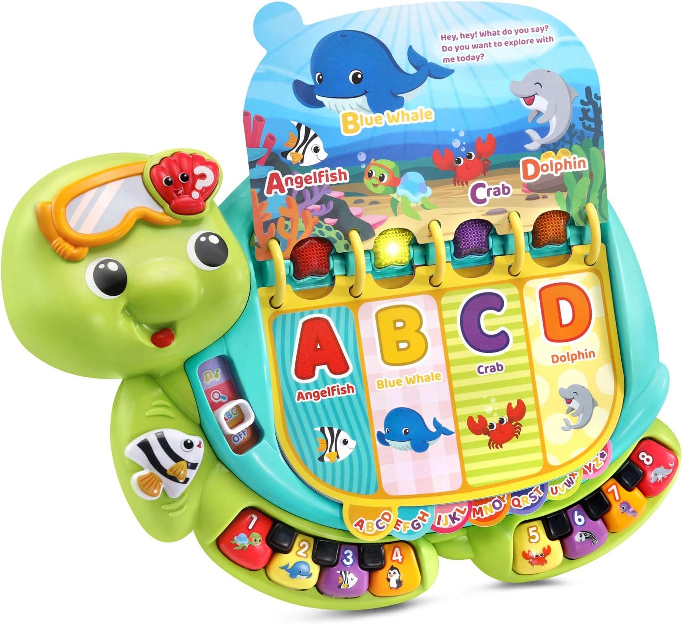 VTech Touch and Teach Sea Turtle Interactive Learning Book, Green | Educational Alphabet, Animal & Piano Toy with Lights, Sounds and Music for Toddlers