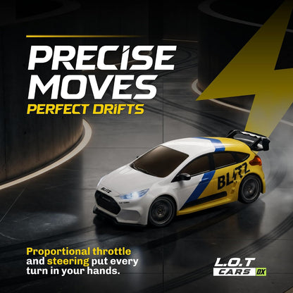 Blitz Remote Control Car with Exhaust Lights | 4x4 RC Drifting Car 20 km/h, 2.4GHz Wireless Remote, 100m Range, Race-Ready ABS Body | White