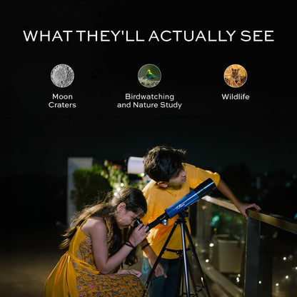 Pie Matrix Neo 50/360 HD Refractor Telescope for Kids & Beginners with 36x Magnification, 360° Rotating Tripod, Phone Holder & Travel Bag