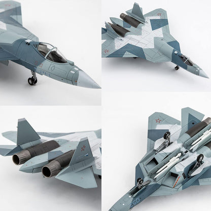 Premium 1:72 Scale Sukhoi SU-57 Felon Diecast Metal Fighter Aircraft Model with Display Stand | Military Stealth Jet Collectible for Home & Office Display