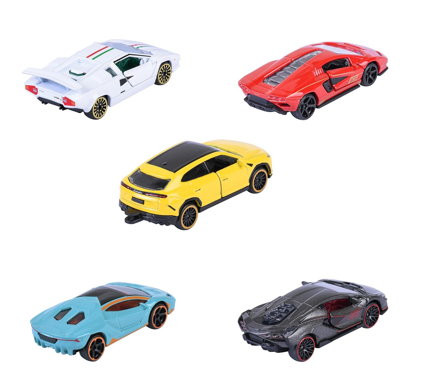 Majorette Lamborghini Die-Cast Car Set (5 Cars) | Official Lamborghini Models | Metal Body | 1:64 Scale | 3+ Years
