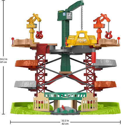 Thomas & Friends Multi-Level Toy Track Set, Trains & Cranes Super Tower, 2.5 Ft Tall with 3 Characters for Preschool Kids Ages 3+ Years - GXH09