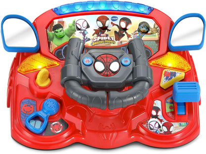 VTech Marvel Spidey and His Amazing Friends Spidey to the Rescue Driver | 2-in-1 Interactive Driving Toy with Steering Wheel, Lights, Sounds & 180+ Phrases