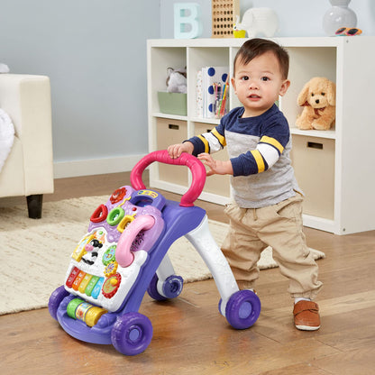 VTech Sit-to-Stand Learning Walker Interactive Baby Activity Walker with Removable Learning Center, Lights, Sounds, Music & Educational Activities | Early Learning Push Walker for Babies & Toddlers | Lavender