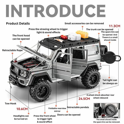 CHE-ZHI Mercades-Banz G550 4x4 Limited Edition Diecast Sports car Modified Pull Back Car with  Openable Doors & Sound Light Diecast Car  Model