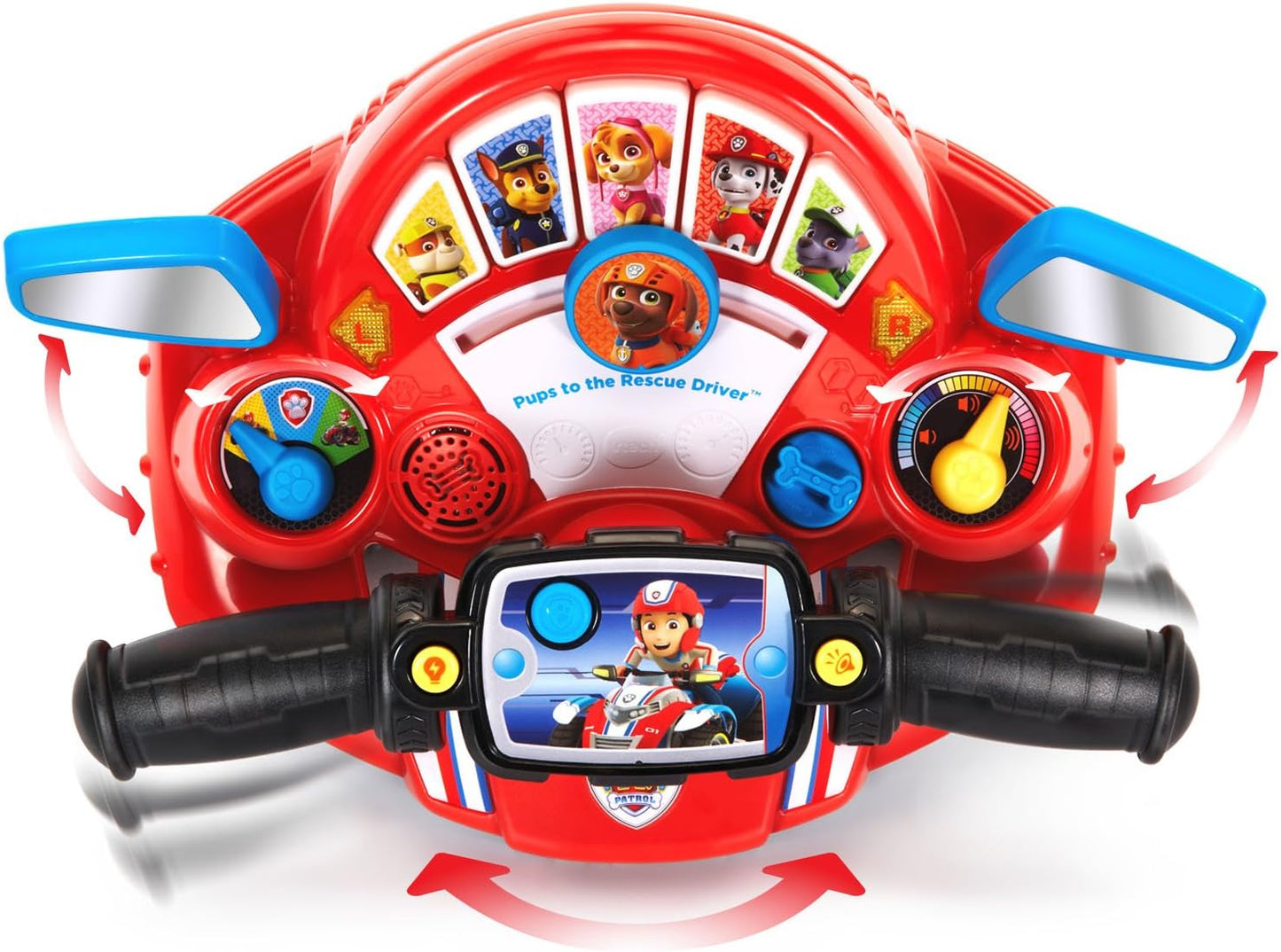 VTech PAW Patrol Pups to the Rescue Driver | Interactive Pretend Driving Dashboard with Lights, Sounds, Character Missions & Educational Learning Toy | Red