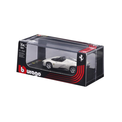 Bburago 1:64 Ferrari Daytona SP3 White Diecast Model Car with Display Case