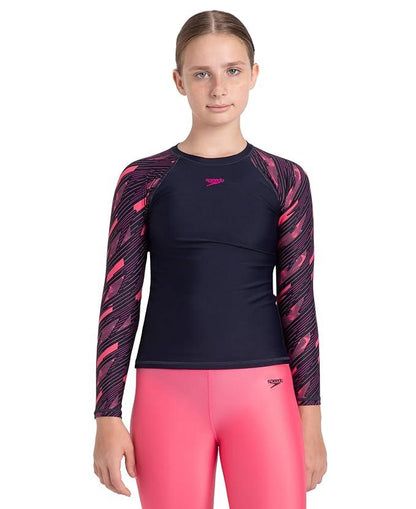 Speedo Girl's Endurance Hyperboom Long Sleeve Suntop – UPF 40+ & Chlorine Resistant Swimwear - Jaiman Toys