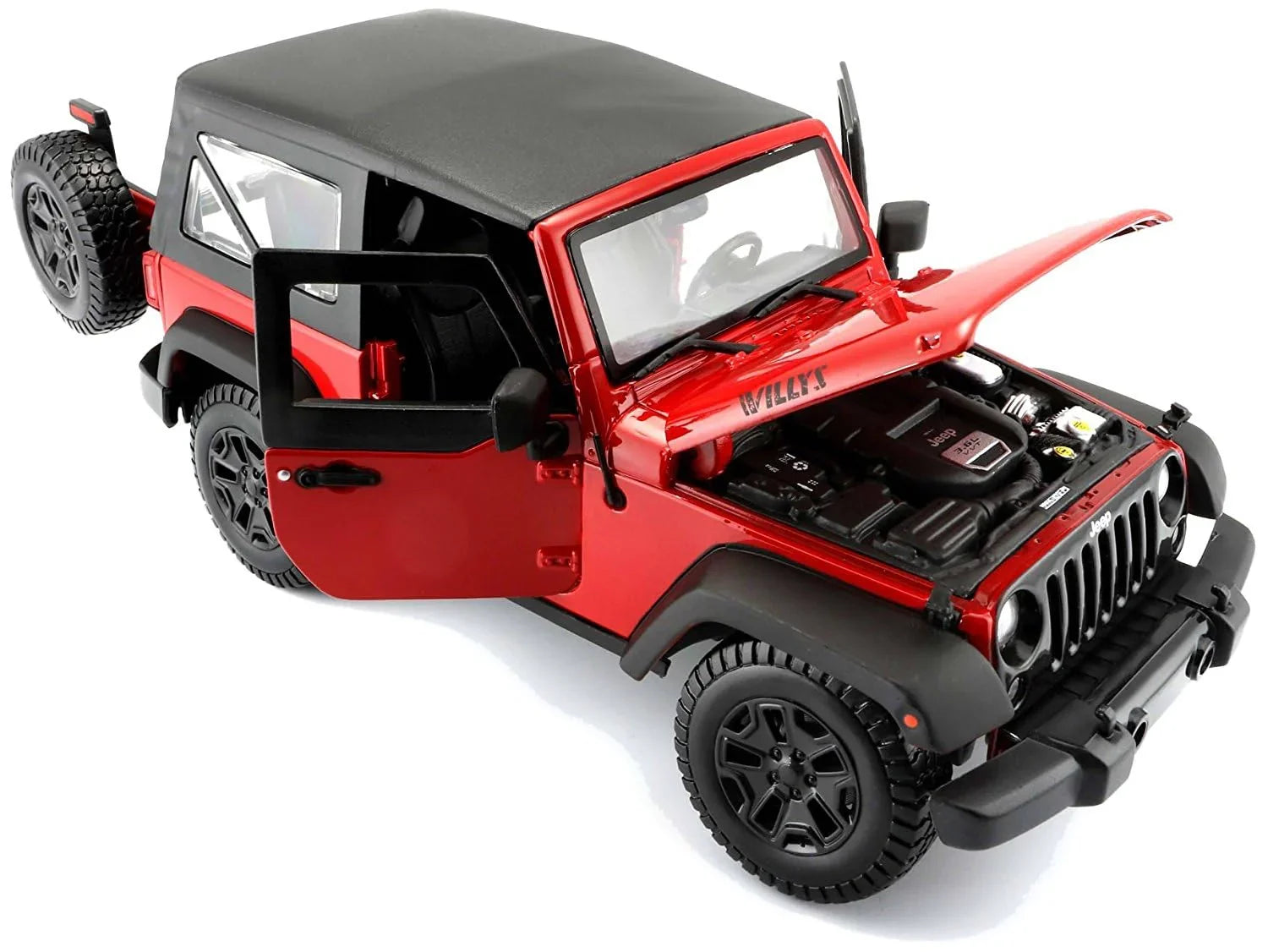Maisto 1:18 Scale Jeep Wrangler Willys Hard Top 2014 (Red) Off-Road Vehicle Model: - Jaiman Toys