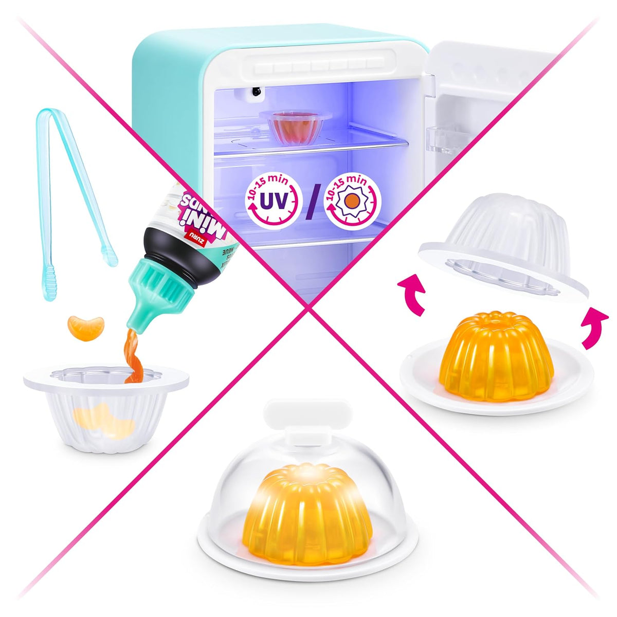 Mini Brands Fill The Fridge Season 1 Playset + 2 Mini Brands Capsules | Mini Grocery Fridge with Mini Food & Drink Collectibles | Toy Playset for Kids Ages 5+-Blue