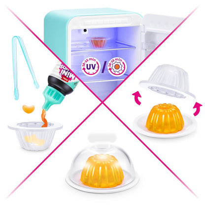 Mini Brands Fill The Fridge Season 1 Playset + 2 Mini Brands Capsules | Mini Grocery Fridge with Mini Food & Drink Collectibles | Toy Playset for Kids Ages 5+-Blue