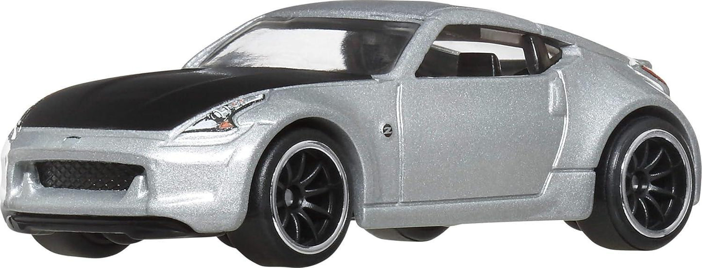 Hot Wheels Premium Fast & Furious Nissan 370Z 1:64 Die-Cast Model Car – Real Riders | Metal Body | 3/5 (Silver)