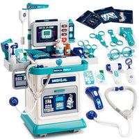 Kids Doctor Center 37 PCS Medical Playset with Doctor Trolley, Stethoscope, Thermometer, Medical Tools, Light & Music | Pretend Play Hospital Doctor Kit for Boys & Girls Ages 3+