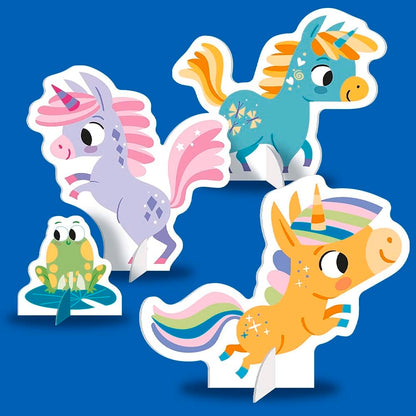 Build & Play Unicorns Book and Play Set | 28 Cardboard Models + 32-Page Activity Book + Double-Sided Play Mat