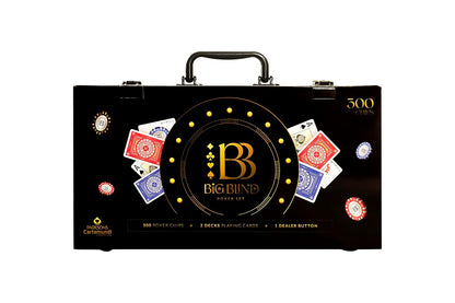 Big Blind 300-Piece Poker Chips Set for Adults with 2 Decks of Playing Cards & Dealer Button | Premium Poker Game Set with Carry Case for Parties & Game Nights