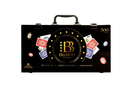 Big Blind 300-Piece Poker Chips Set for Adults with 2 Decks of Playing Cards & Dealer Button | Premium Poker Game Set with Carry Case for Parties & Game Nights