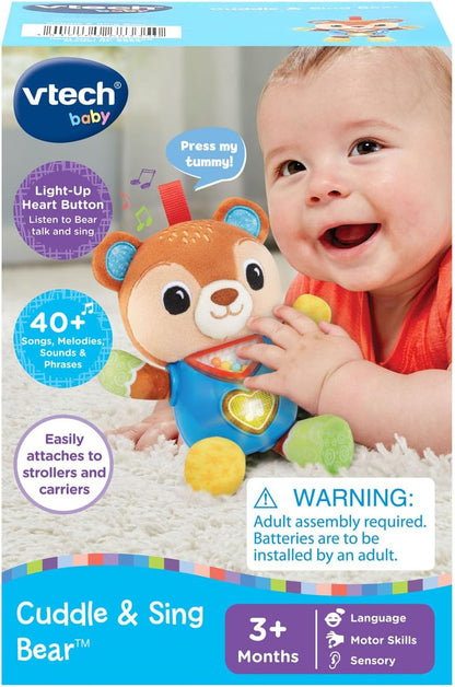 VTech Baby Cuddle and Sing Bear Stroller Crib Toy | Musical Plush Bear with Lights, Sounds & Sensory Activities