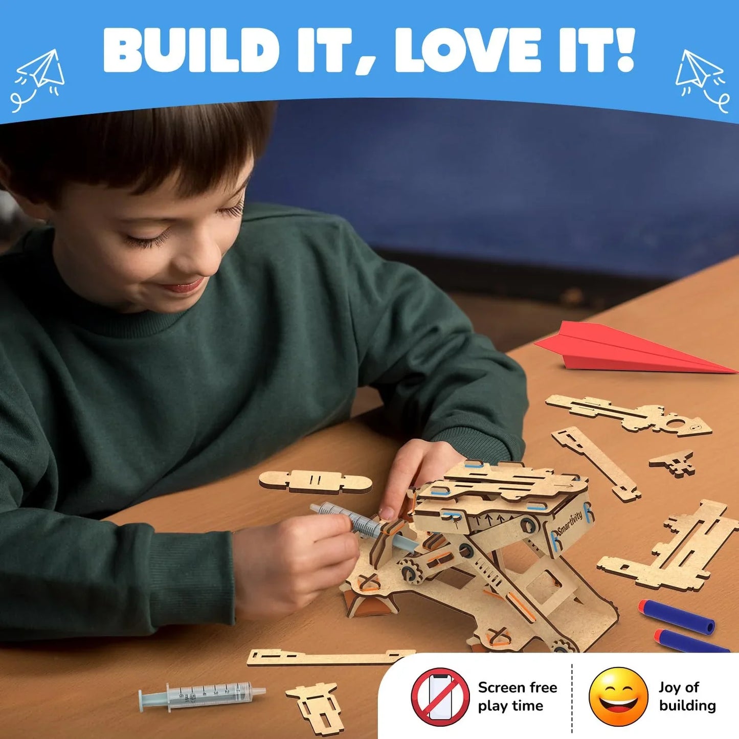 Smartivity 2in1 Hydraulic Aeroplane & Dart Launcher Toy – DIY Science Kit for Kids 6-14 - Jaiman Toys