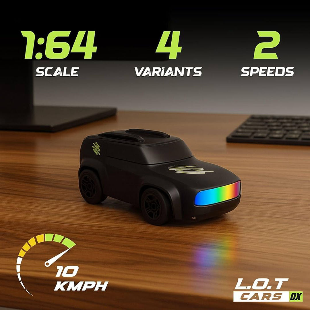 Mini 4WD Q197 1:64 Scale LED Drift RC Car – 2.4GHz Remote Control, Type-C Fast Charge, Adjustable Drift Modes (Black)