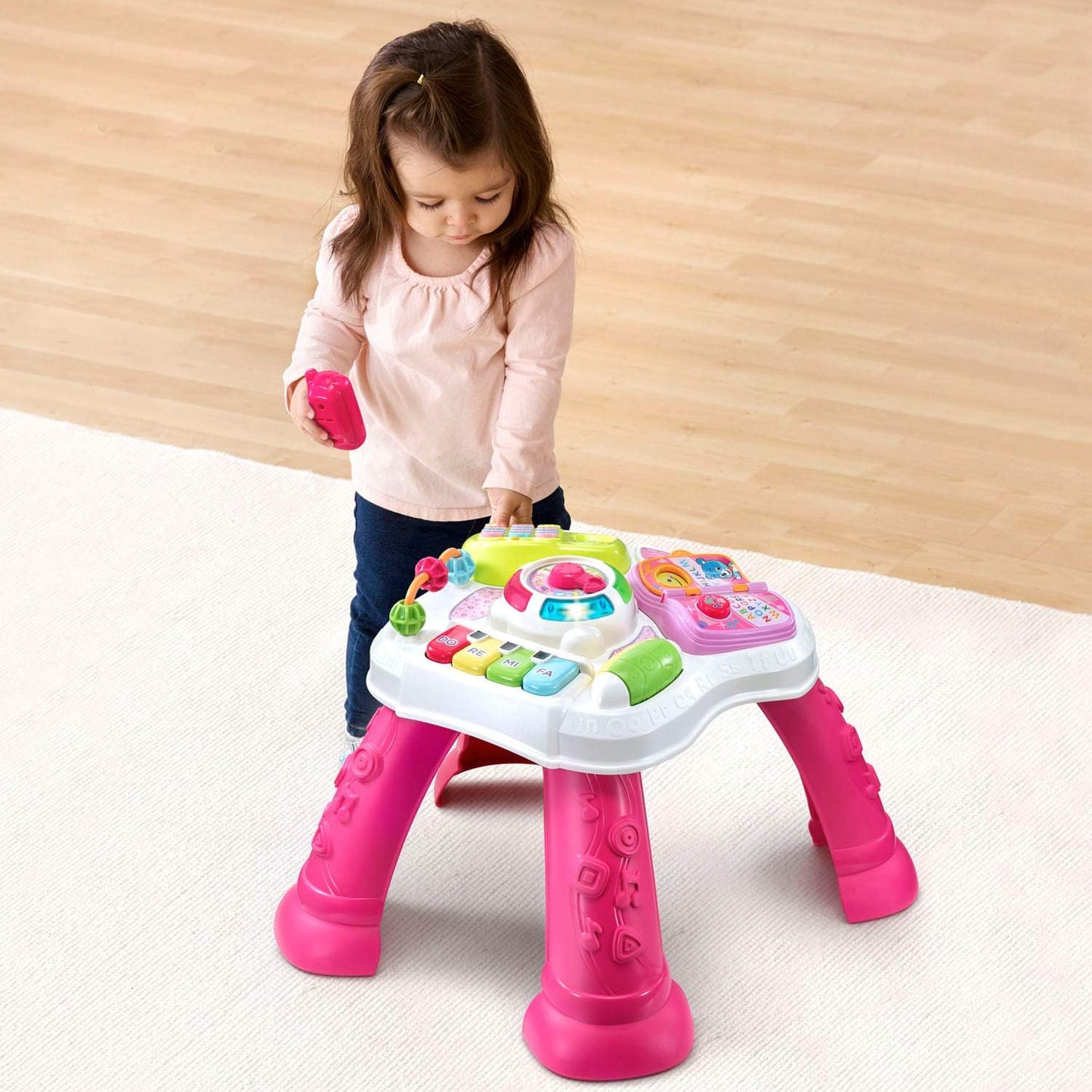 VTech Sit-to-Stand Learn & Discover Activity Table with Lights, Sounds, Music & Interactive Learning Activities | Pink