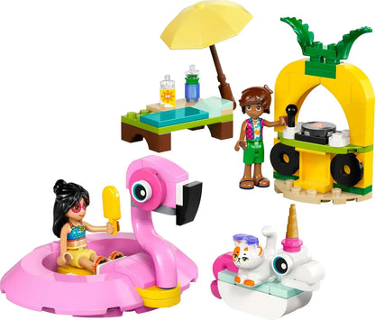 LEGO Friends 42658 Unicorn & Flamingo Pool Party Toy with Animal 'Floaties', 2 Mini Dolls, Churro the Cat & Accessories incl. a DJ Booth & Sunbeds - Creative Gift for 5+ Year Old girls