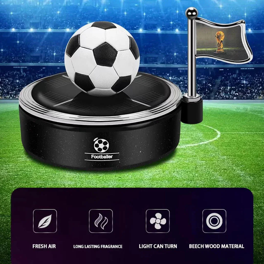 Solar Car Air Freshener – Football Design Fragrance Diffuser & Air Purifier for Car Dashboard and Home (Black)