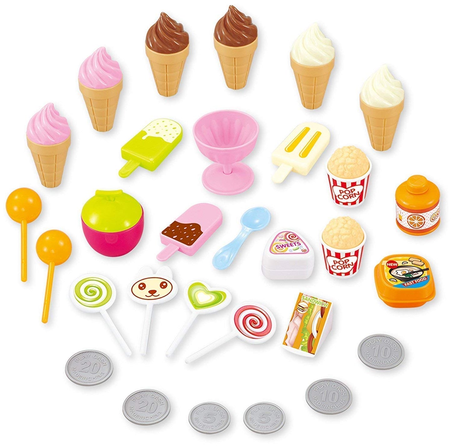 Simarr Kids Ice Cream Cart Playset with Accessories – Pretend Play Dessert Trolley with Popsicles, Cones & Candy Toys