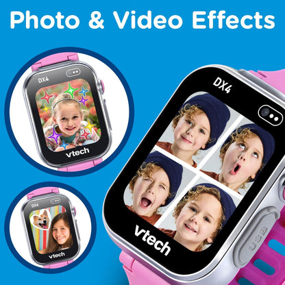 VTech KidiZoom Smartwatch DX4, Pink | Kids Smart Watch with Dual Cameras, Games, Music Player, Activity Tracker, Photo & Video Recorder | Educational Smartwatch