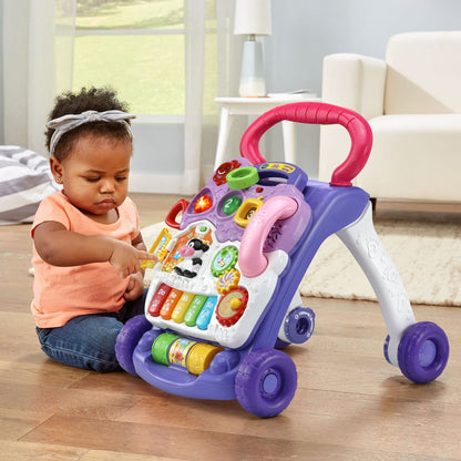 VTech Sit-to-Stand Learning Walker Interactive Baby Activity Walker with Removable Learning Center, Lights, Sounds, Music & Educational Activities | Early Learning Push Walker for Babies & Toddlers | Lavender