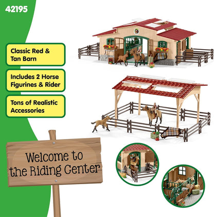 Schleich Farm World - 43PC Stable Playset with Horse Figurines -  Kids 3+ | 42195 | Farm Animal Figurine, Realistic Animal Toys, Barn Toy for Kids 3+, Montessori